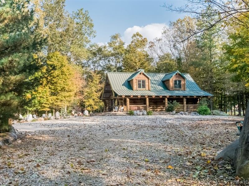 Custom Riverfront Log Home, Farm for Sale in Michigan, #170924 : FARMFLIP