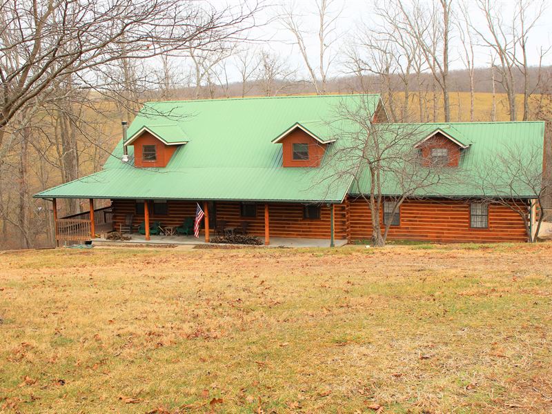 Red Oak Log Home for Sale, Farm for Sale in Missouri, #264140 : FARMFLIP