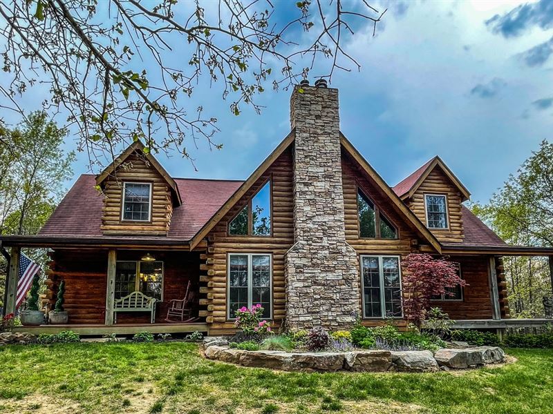 Secluded Log Home 23 Acres Outside, Farm for Sale in Missouri, 277365