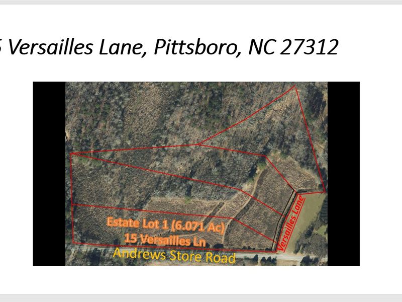 Estate Lot in Rural Setting, Lot 1 : Pittsboro : Chatham County : North Carolina