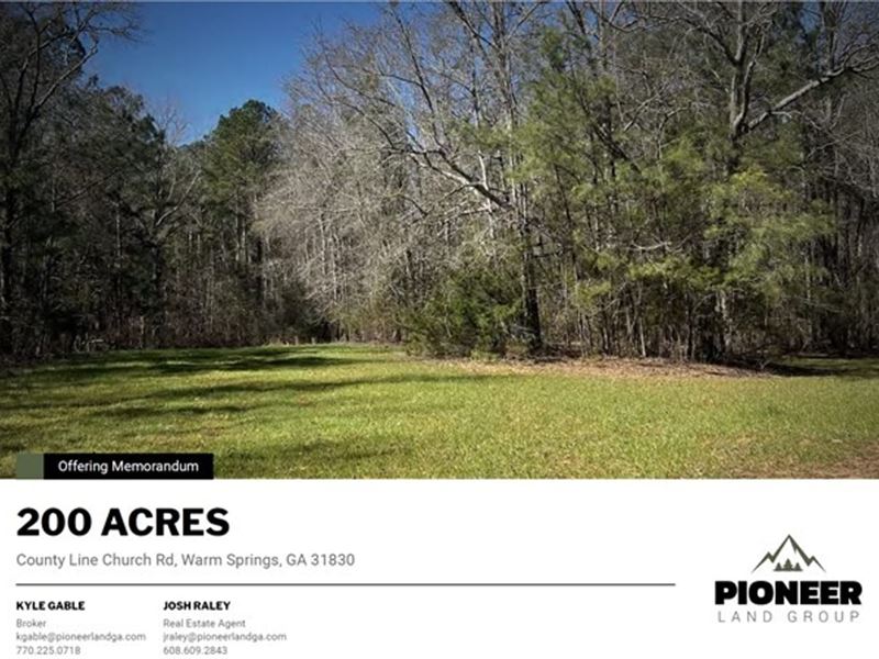 200 Acres, County Line Church Rd : Warm Springs : Meriwether County : Georgia